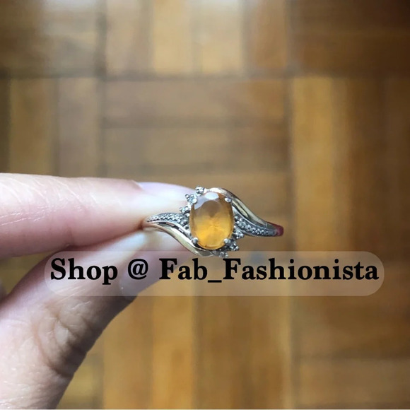 10k Gold & Sterling Silver Diamond Citrine ring - Picture 1 of 7